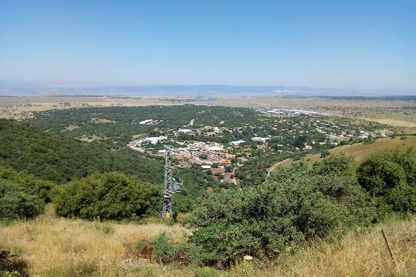 The Kibbutz Merom Golan, viewed from the top of Mount Bental, in 2018 (Photo: Aaron Goel-Angot).