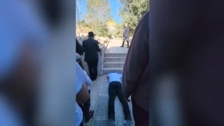 MK Tzvi Sukkot on floor in temple mount, April 17, 2025. Photo: Temple mount administration via Kan 11