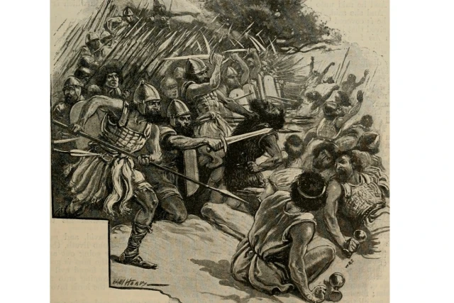 Image representing Philistines fighting, from page 386 of "The art Bible, comprising the Old and new Testaments : with numerous illustrations" (1896) (Source: internetarchivebookimages/Via Wikipedia commons).
