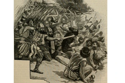 Image representing Philistines fighting, from page 386 of "The art Bible, comprising the Old and new Testaments : with numerous illustrations" (1896) (Source: internetarchivebookimages/Via Wikipedia commons).
