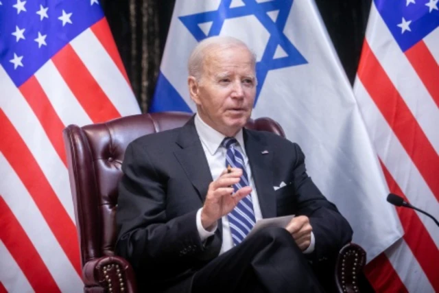 Joe Biden in Tel Aviv, October 18, 2023 (Photo: Miriam Alster/Flash90).