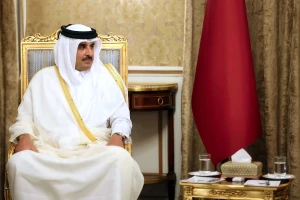Qatari Emir Sheikh Tamim bin Hamad al-Thani in Tehran, Iran May 12, 2022. President Website/WANA (West Asia News Agency)/Handout via REUTERS.