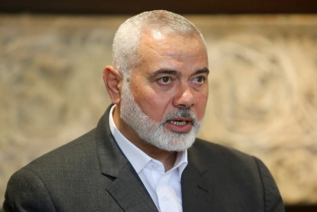 Palestinian group Hamas' top leader, Ismail Haniyeh talks after meeting with Lebanese Parliament Speaker Nabih Berri in Beirut, Lebanon June 28, 2021 (Photo: REUTERS/Aziz Taher).