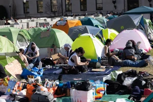 Tents at Columbia University in New York City, United States, on April 24, 2024 (Photo:  Melissa Bender/NurPhoto / Via Reuters).