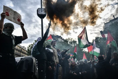Protesters participate in a demonstration in solidarity with Rafah in Gaza, in Paris on May 27, 2024 (Photo: Firas Abdullah/ABACAPRESS.COM).
