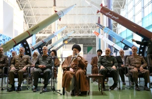 Iran's Supreme Leader, Ayatollah Ali Khamenei speaks during a meeting at the IRGC Aerospace Force achievements exhibition in Tehran, Iran November 19, 2023. Office of the Iranian Supreme Leader/WANA (West Asia News Agency) via REUTERS