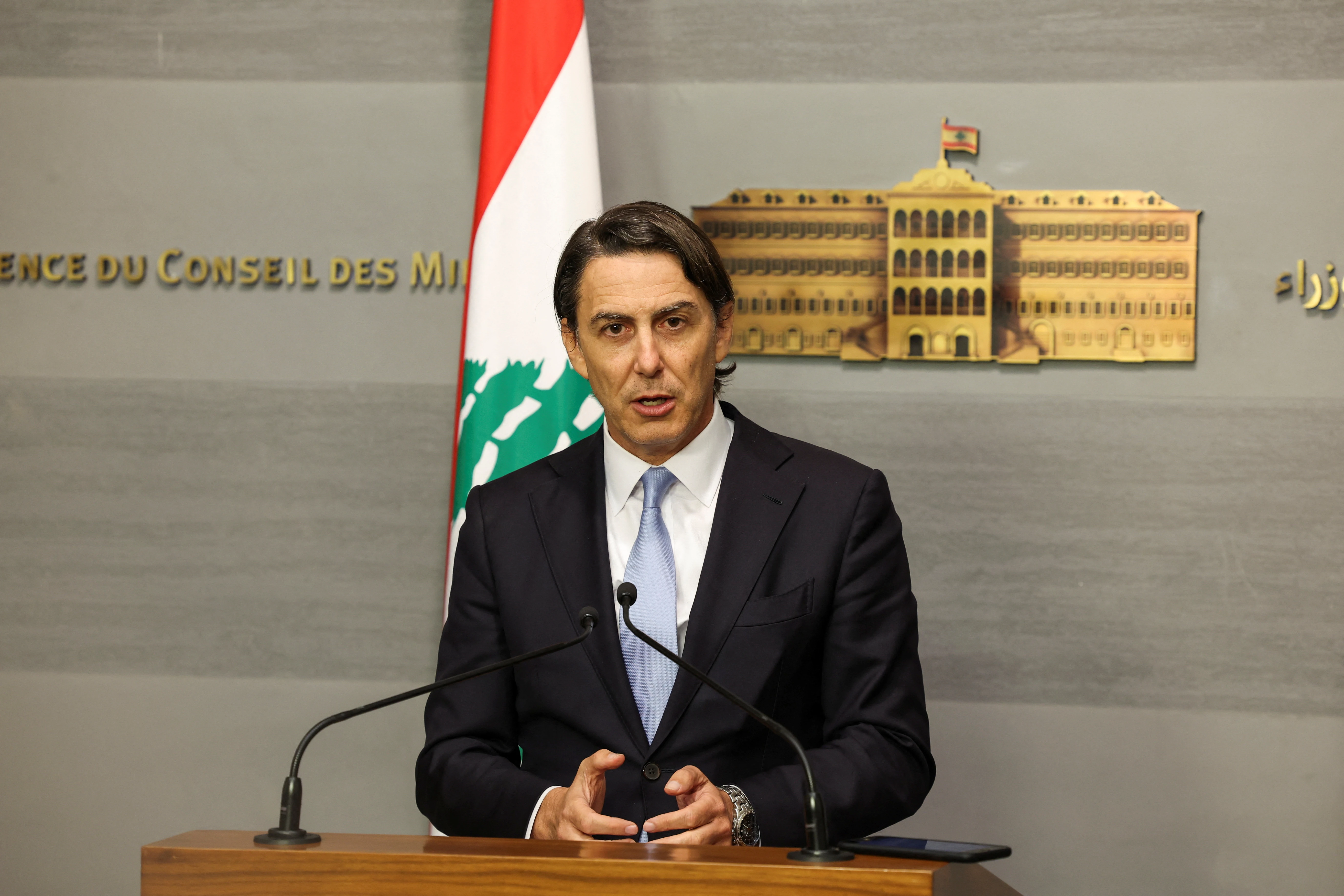 U.S. special envoy Amos Hochstein speaks during his visit in Beirut, Lebanon, January 6, 2025. REUTERS/Mohamed Azakir