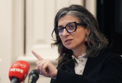 Francesca Albanese, United Nations special rapporteur on the Occupied Palestinian Territories, during a press conference at Buswells Hotel in Dublin. Picture date: Thursday March 20, 2025.  Francesca Albanese, United Nations special rapporteur on the Occupied Palestinian Territories, during a press conference at Buswells Hotel in Dublin. Picture date: Thursday March 20, 2025 Francesca Albanese, United Nations special rapporteur on the Occupied Palestinian Territories, during a press conference at Buswells Hotel in Dublin. Picture date: Thursday March 20, 2025. Photo via Reuters