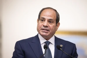 Egypt's President Abdel Fattah al-Sisi and French President Emmanuel Macron give a joint press conference after their meeting at the Presidential Palace in Cairo on April 7, 2025. Photo by Eliot Blondet, Reuters