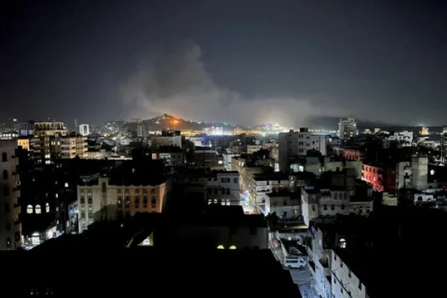 Smoke billows from the site of a U.S. air strike, in Sanaa, Yemen April 19, 2025. (Photo: Reuters)