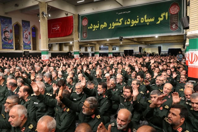 Commanders and members of the Islamic Revolutionary Guard Corps meet with Iran's Supreme Leader Ayatollah Ali Khamenei in Tehran, Iran August 17, 2023 Photo: Reuters Connect