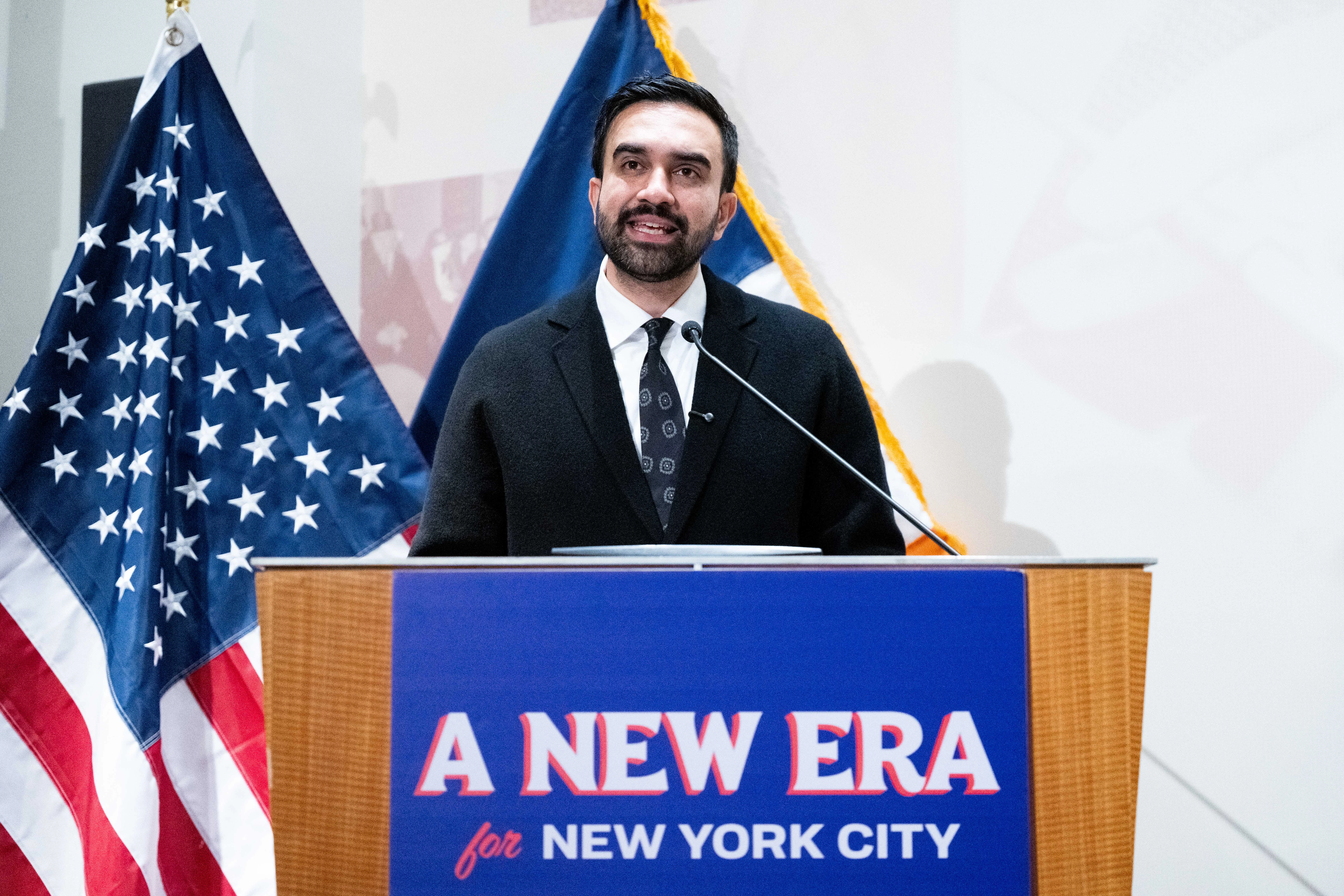 New York City Mayor Elect Zohran Mamdani speaking at a press conference at Hunter College in New York City. November 11, 2025. Photo: Reuters Connect