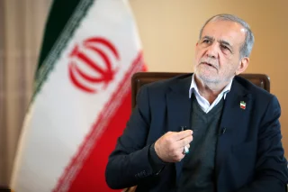 Iranian President Masoud Pezeshkian speaks during an interview with Khamenei.ir in Tehran. Photo: Iranian Supreme Leader's Office via Reuters Connect)