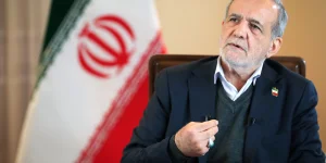 Iranian President Masoud Pezeshkian speaks during an interview with Khamenei.ir in Tehran. Photo: Iranian Supreme Leader's Office via Reuters Connect)