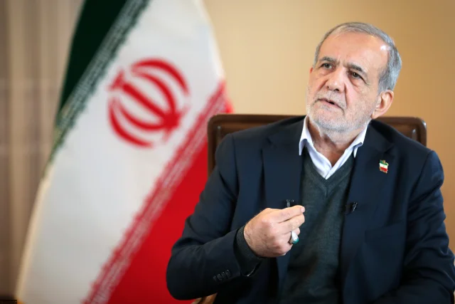Iranian President Masoud Pezeshkian speaks during an interview with Khamenei.ir in Tehran. Photo: Iranian Supreme Leader's Office via Reuters Connect)