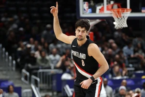 Washington, District of Columbia, USA; Portland Trail Blazers forward Deni Avdija (8) celebrates during the second half against the Washington Wizards at Capital One Arena. Mandatory, Jan 27, 2026 Photo: Daniel Kucin Jr.-Imagn Images via Reuters Connect