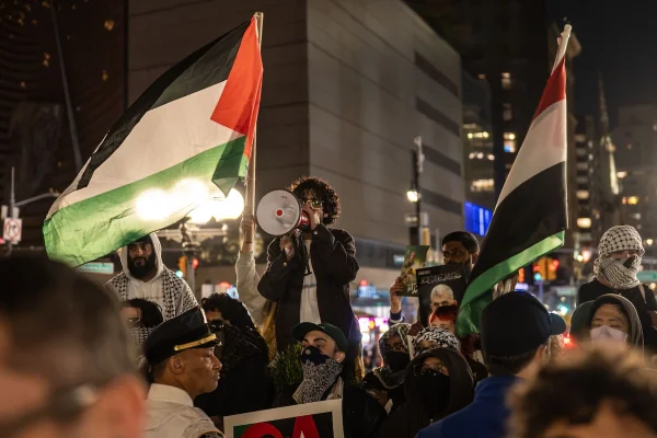 Anti-Israel activists in NYC target Israeli candlelight vigil marking Hamas' Oct 7 attack