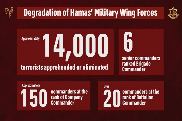A picture showing the list of the degradation of Hamas' military wing forces, released by the IDF, July 2024 (Photo: IDF).