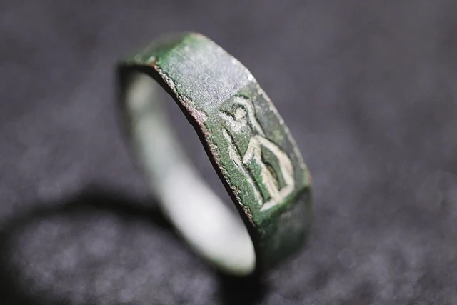 The ring found in the Carmel (Photo: Emil Aladjem, Israel Antiquities Authority).