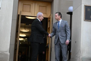 Prime Minister Benjamin Netanyahu meeting with US Secretary of Defense Pete Hegseth at the Pentagon, 5 February 2025. Photo by Avi Ohayon (GPO).