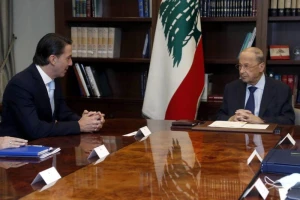 US envoy Amos Hochstein meets with Lebanese President Michel Aoun to discuss the maritime border dispute between Lebanon and Israel, Oct. 20, 2021 (Photo: Lebanese Presidency Twitter feed)
