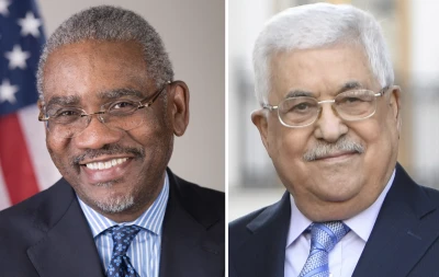 U.S. Rep. Gregory Meeks and Palestinian Authority President Mahmoud Abbas (Photos: Wikimedia Commons)