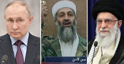 Russian President Vladimir Putin (Photo: EYEPRESS Images via Reuters), Osama bin Laden (Photo: Al Jazeera screeshot via Reuters), Iranian Ayatollah Ali Khamenei (Photo: khamenei.ir)