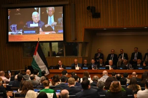 Palestinian Authority President Mahmoud Abbas speaks at a UN event commemorating the Palestinian 'Nakba,' in New York, May 15, 2023. (Photo: WAFA)