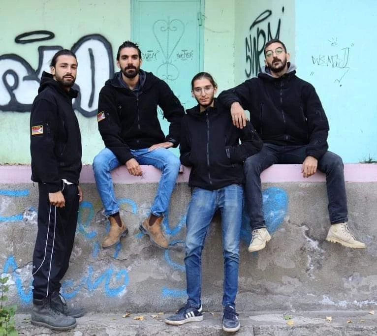 Apo Sahagian, second from the left, and the Coffeepot Unit in Goris,city south of Armenia. (Photo: courtesy)