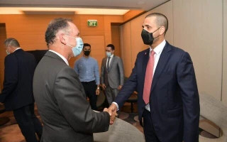 Bahrain's first ambassador to Israel, Khaled Yousif al-Jalahma (right) after arriving in Israel, Aug. 31, 2021. (Photo: Shlomi Amsalem/GPO)