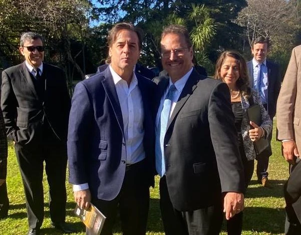 LCI President Mario Bramnickat with Uruguay President Lacalle Poe the Presidential residence
