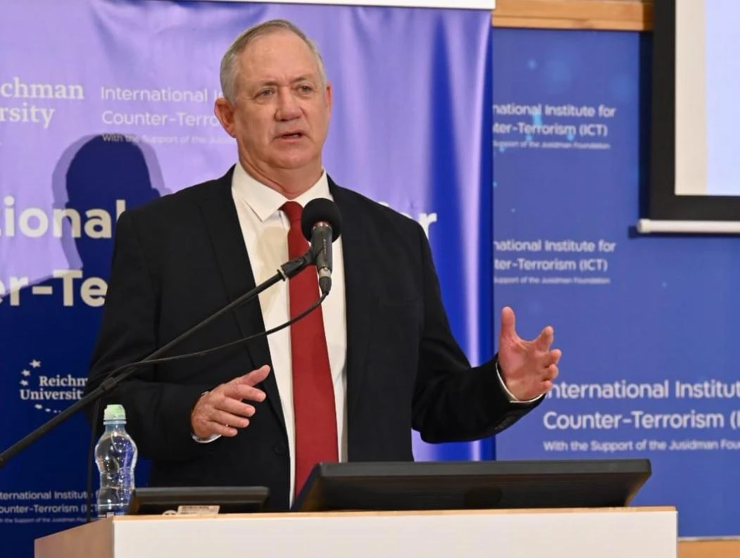 Defense Minister Benny Gantz delivers remarks at the annual International Institute for Counter-Terrorism (ICT) Conference at Reichman University, Sept. 12, 2021 (Photo: Ariel Hermoni/Ministry of Defense)