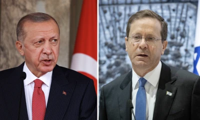 Turkish President Recep Tayyip Erdogan (Photo: REUTERS/Afolabi Sotunde) and Israeli President Isaac Herzog (Photo: Yonatan Sindel/Flash90)
