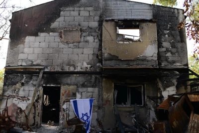 House destroyed by Hamas terrorists on Oct. 7, 2023 at Kibbutz Be'eri near the Israeli-Gaza border, southern Israel, January 1, 2024. (Photo: Tomer Neuberg/Flash90)