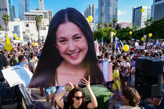 Israelis protest calling for the release of Israelis held hostage in the Gaza Strip and mark the 20th birthday of Naama Levy in captivity, at Hostages Square in Tel Aviv, June 22, 2024. (Photo: Avshalom Sassoni/Flash90)