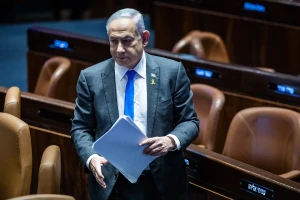 Israeli Prime Minister Benjamin Netanyahu at the Knesset plenum hall in Jerusalem, July 17, 2024. (Photo: Yonatan Sindel/Flash90)