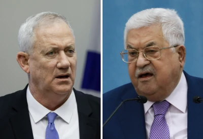 Israeli Defense Minister Benny Gantz, Palestinian Authority President Mahmoud Abbas (Photos: Flash90)