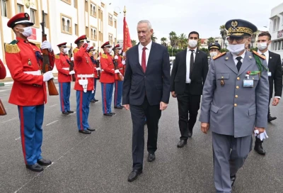 Defense Minister Benny Gantz arrives in Rabat to sign defense agreements between the two countries, Nov. 24, 2021 (Photo: Ariel Hermoni/Israeli Ministry of Defense)