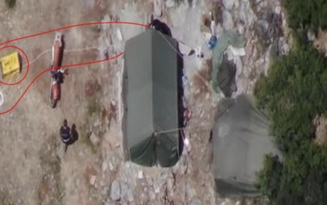 An aerial photo of Hezbollah tents in Israeli territory, June 2023. (Photo courtesy)