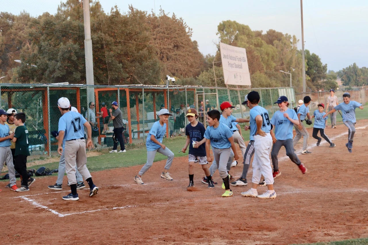 Israeli Little League baseball - South All Stars celebrating a victory (Photo: Rena Bodner)