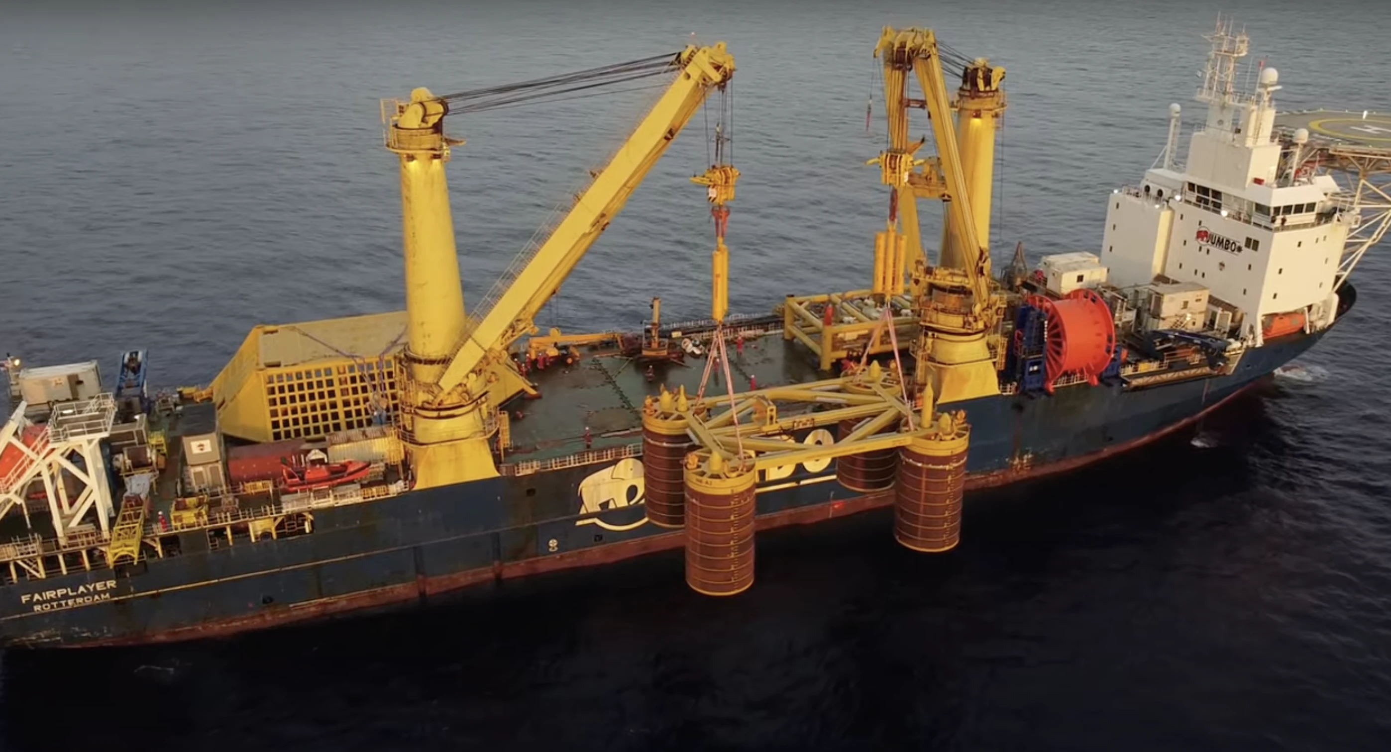 Manifold installation at the Karish field off the coast of Israel (Photo: Screenshot)