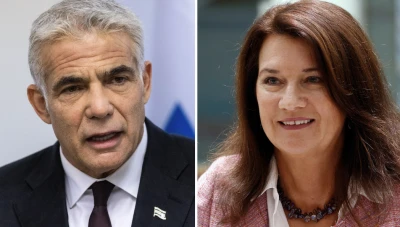 Israeli Foreign Minister Yair Lapid and Swedish Foreign Minister Ann Linde (Photo Credit: Olivier Fitoussi/Flash90, Shutterstock)