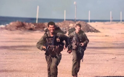 Lt. Col. Mahmoud Kheir el-Din (left) and another officer, in an undated photograph published by the military on May 15, 2022. (Israel Defense Forces)