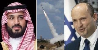 Saudi Crown Prince Mohammed bin Salman (Photo: Facebook), Iron Dome missile defense battery ( Photo: David Buimovitch/Flash90), Israeli Prime Minister Naftali Bennett (Photo: Yonatan Sindel/Flash90)