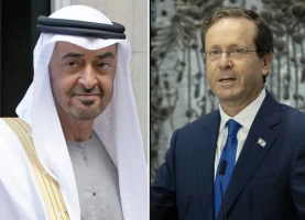 Sheikh Mohammed bin Zayed Al Nahyan, crown prince Abu Dhabi (Photo: PA via Reuters), Israeli President Isaac Herzog (Photo: Yonatan Sindel/Flash90)