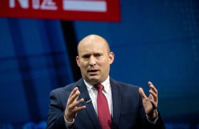 Yamina chairman MK Naftali Bennett attends a conference of the Israeli Television News Company in Jerusalem on March 7, 2021. (Photo: Yonatan Sindel/Flash90)