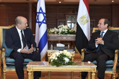 Israeli Prime Minister Naftali Bennett meets with Egyptian President Abdel Fattah el-Sissi in Sharm El-Sheikh, Sept. 13, 2021 (Photo: Koby Gideon/GPO)
