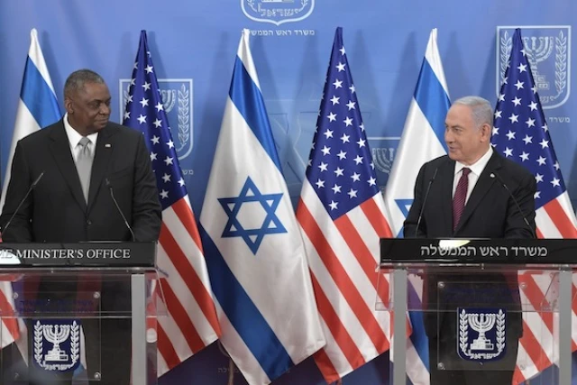 PM Netanyahu Meets with US Sec. of Defense Lloyd Austin, April 12, 2021 (Photo: Koby Gideon/GPO)