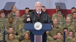 Then-U.S. Vice President Mike Pence at Bagram Air Force Base in Afghanistan (source: Pence Twitter account)
