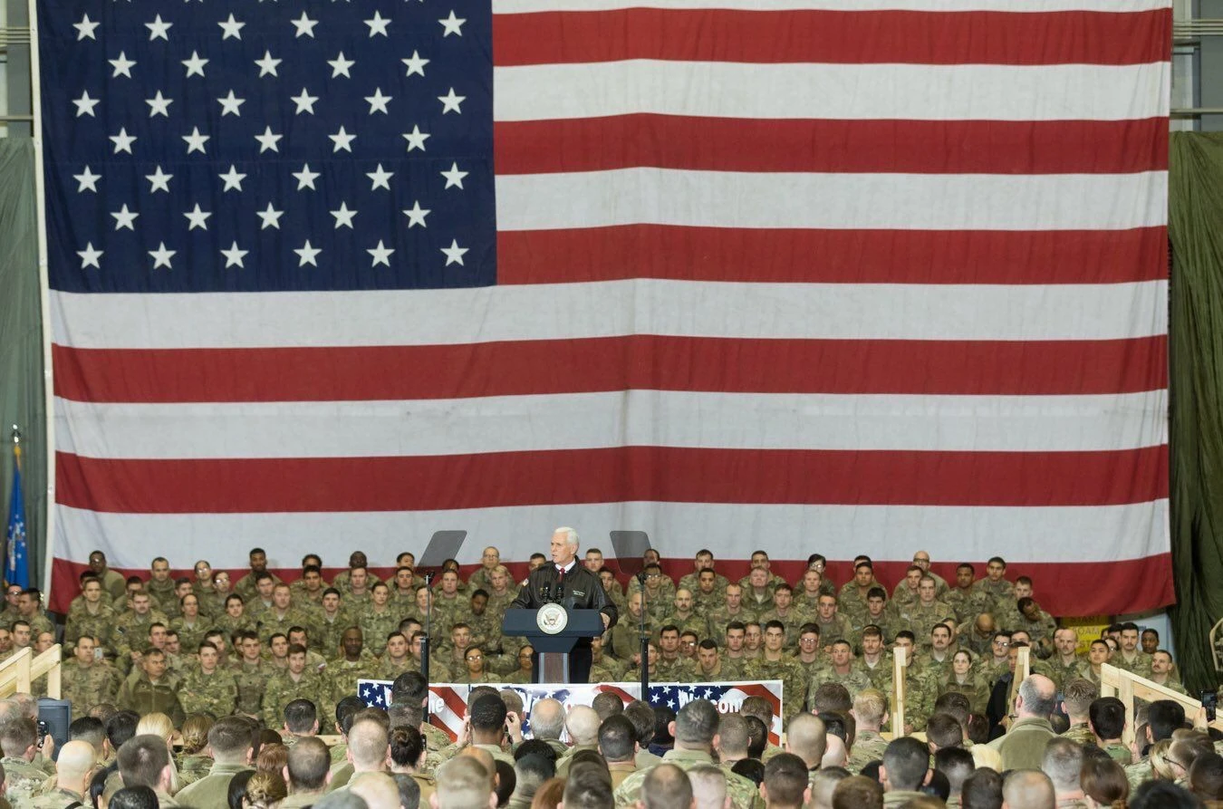 Then-U.S. Vice President Mike Pence at Bagram Air Force Base in Afghanistan (source: Pence Twitter account)